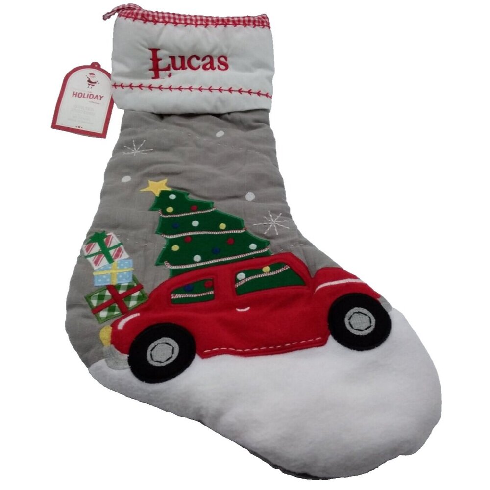 Pottery Barn Kids Lucas Red Car Christmas Tree Gifts Holiday Stocking Quilted